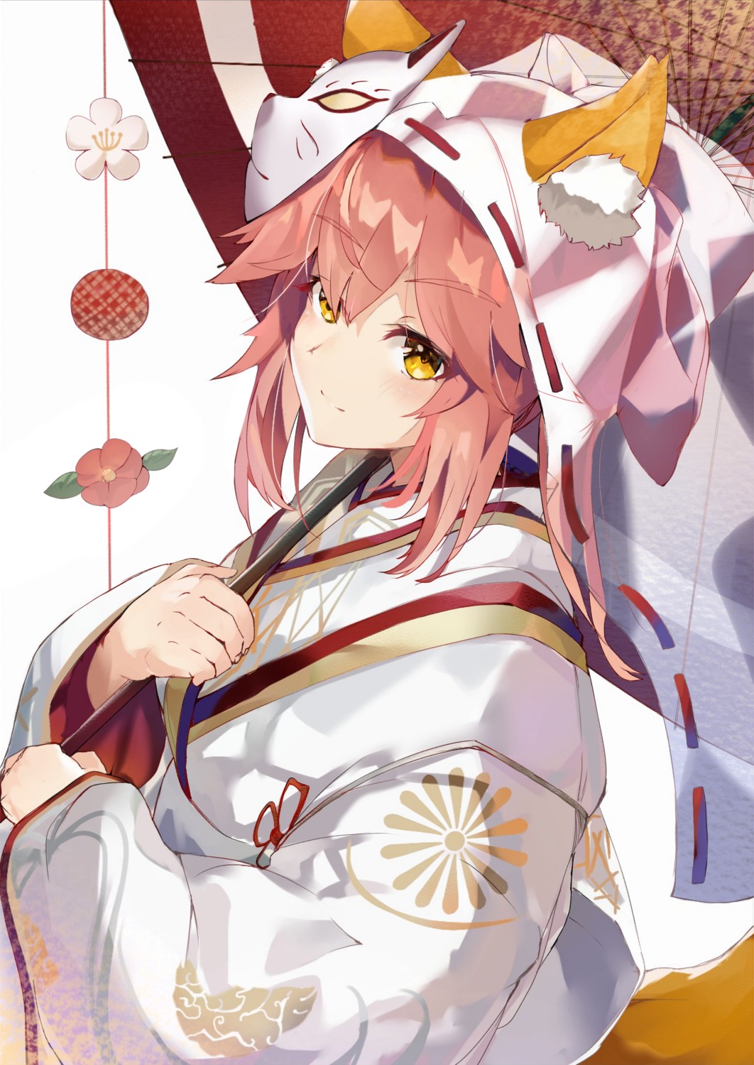 animal_ears fate/grand_order japanese_clothes kitsune same_(sendai623) tail tamamo_no_mae umbrella