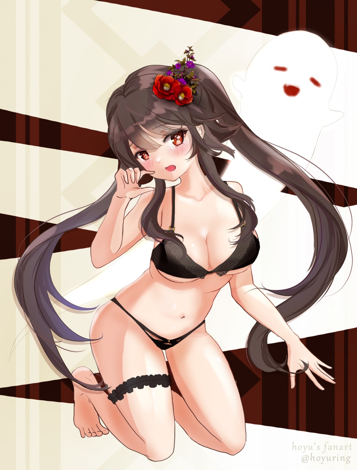 bra garter genshin_impact hoyuring hu_tao pantsu