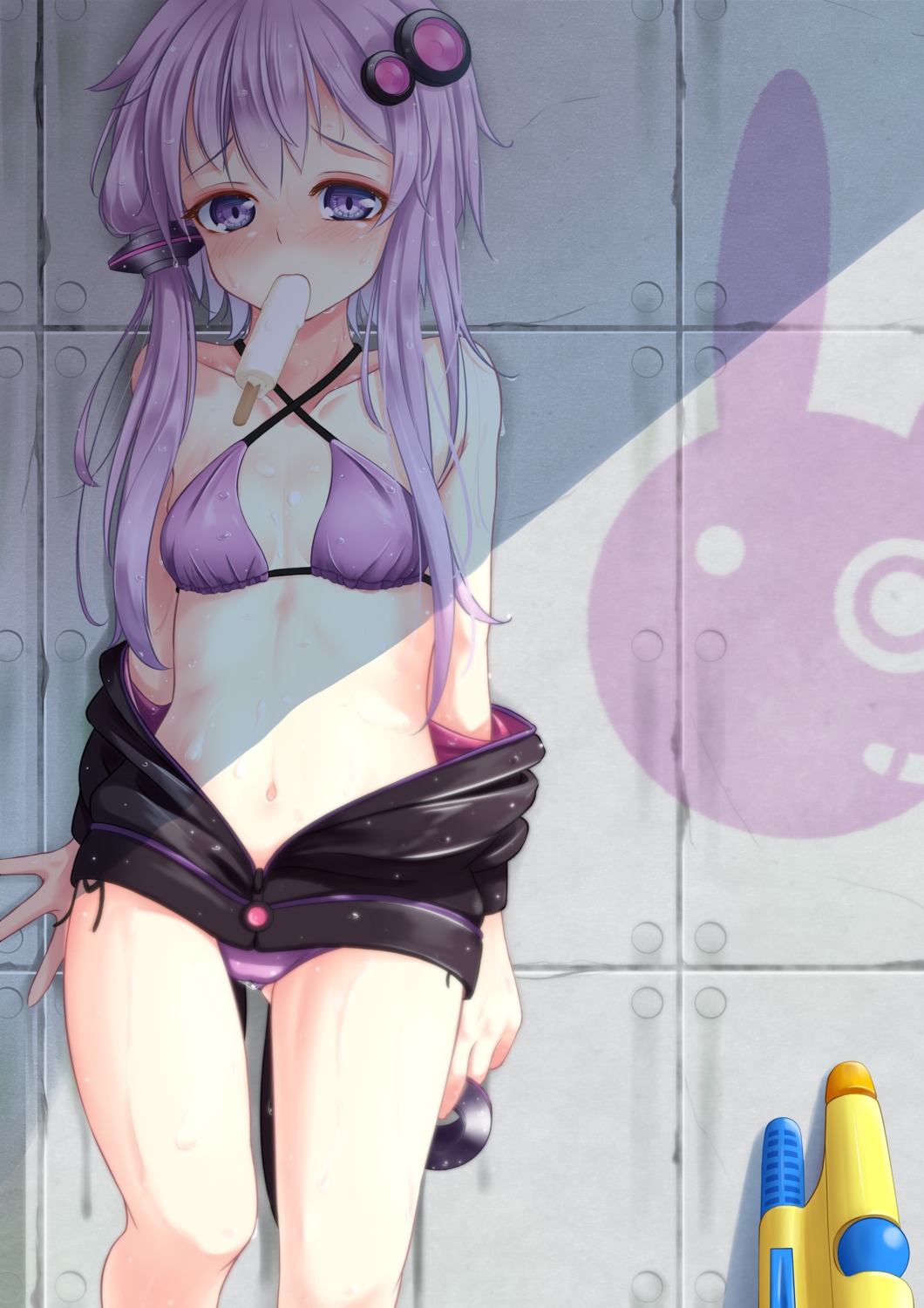 bikini cleavage cream indica open_shirt swimsuits vocaloid wet yuzuki_yukari