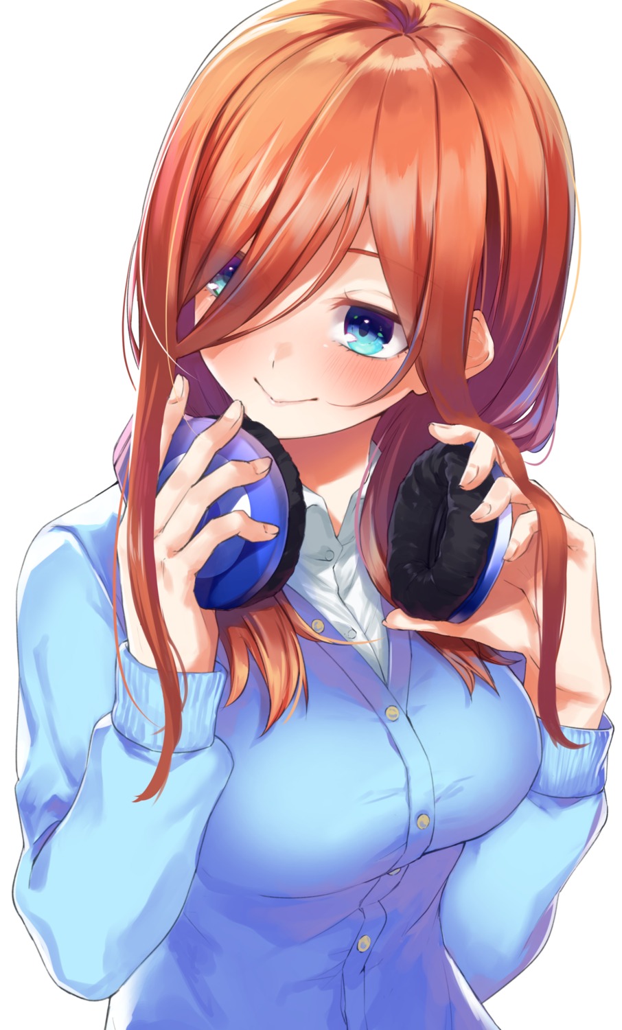 5-toubun_no_hanayome hachiroku_(hatirokusann86) headphones nakano_miku seifuku sweater