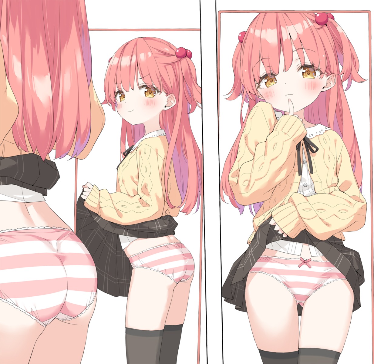 ass kani_biimu loli mikane_sebiri pantsu shimapan skirt_lift sweater thighhighs