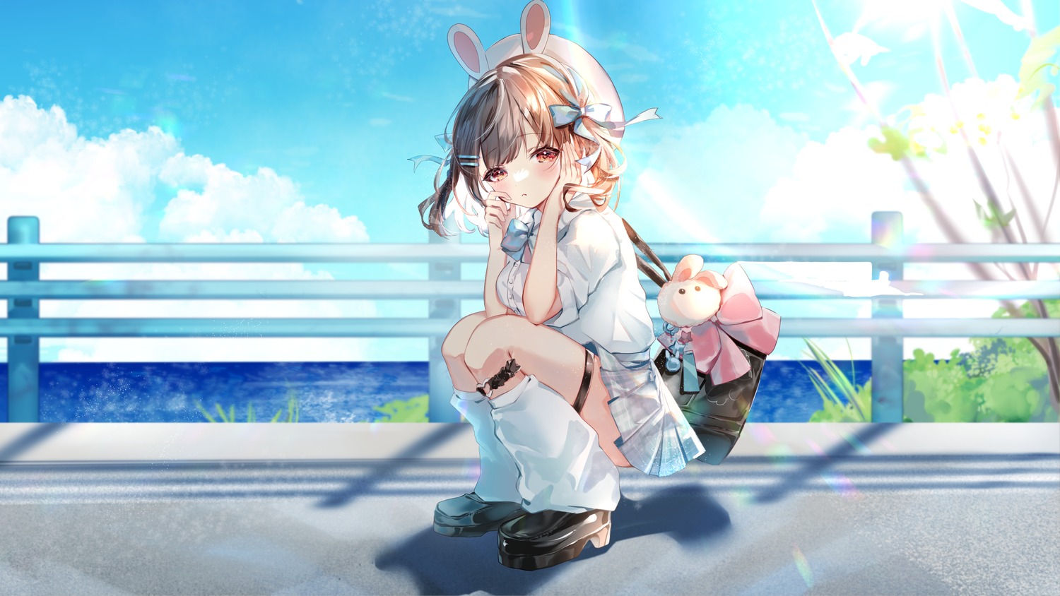 animal_ears bunny_ears garter momongapoketto seifuku wallpaper