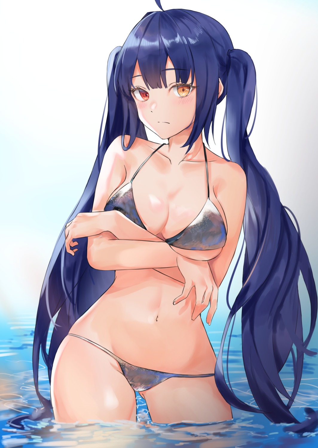 bikini breast_hold heterochromia jenmin12 swimsuits wet