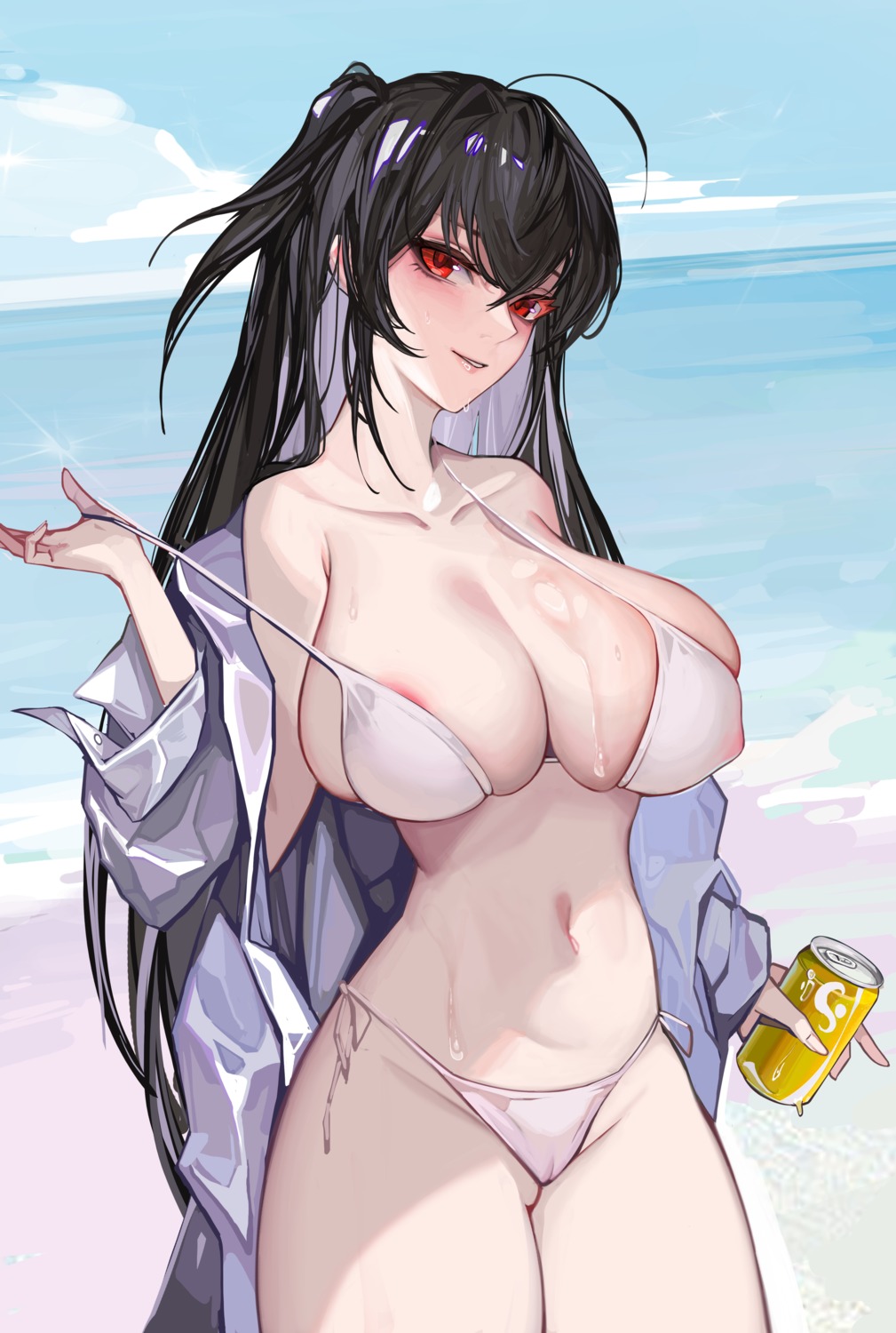 areola azur_lane bikini erect_nipples swimsuits taihou_(azur_lane) undressing yaoshan_shi