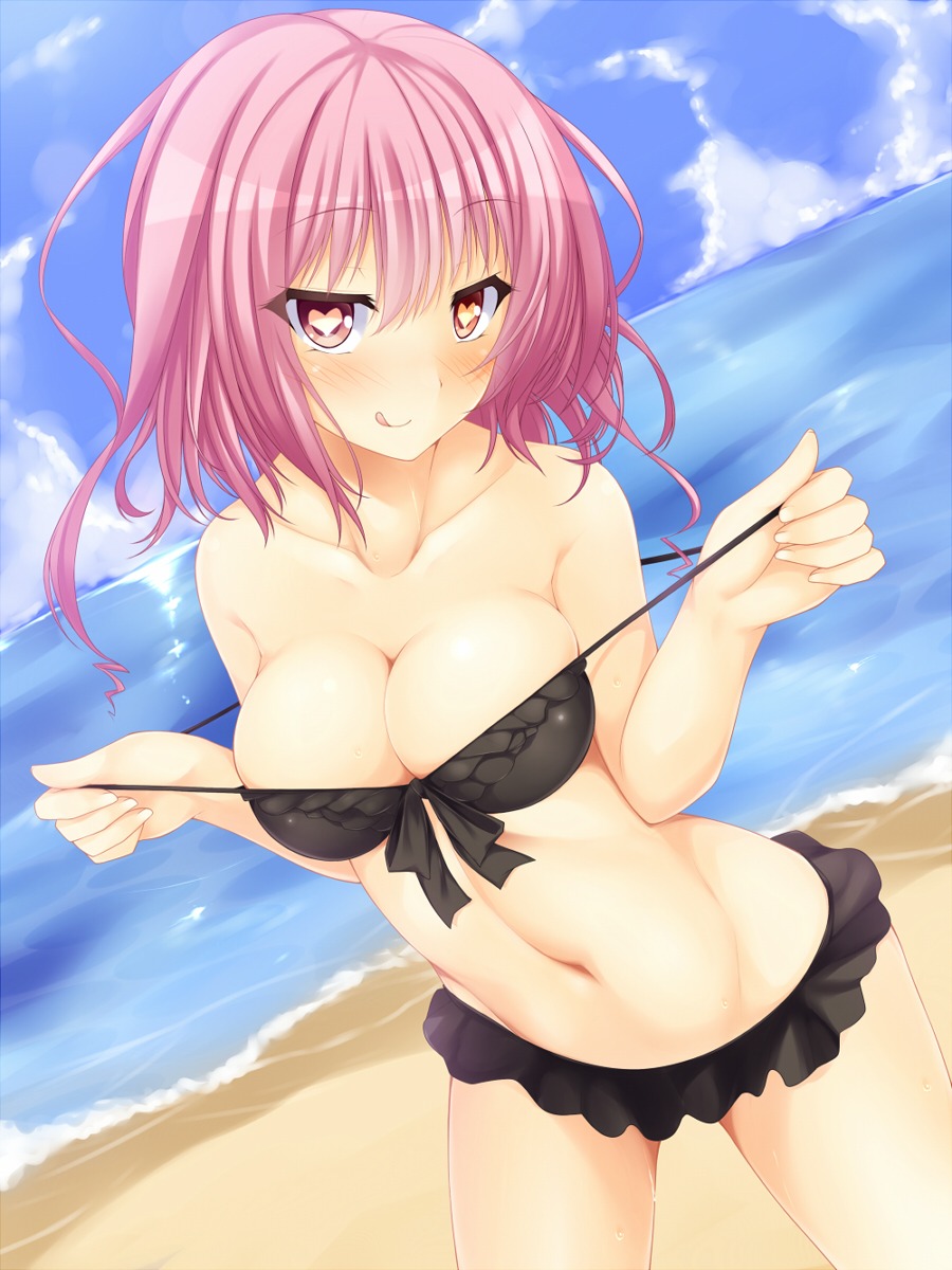 bikini cleavage mirei-san suterii swimsuits undressing