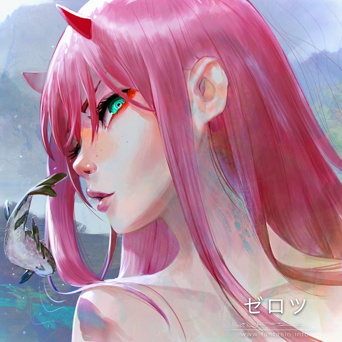 darling_in_the_franxx horns oliver_wetter zero_two_(darling_in_the_franxx)