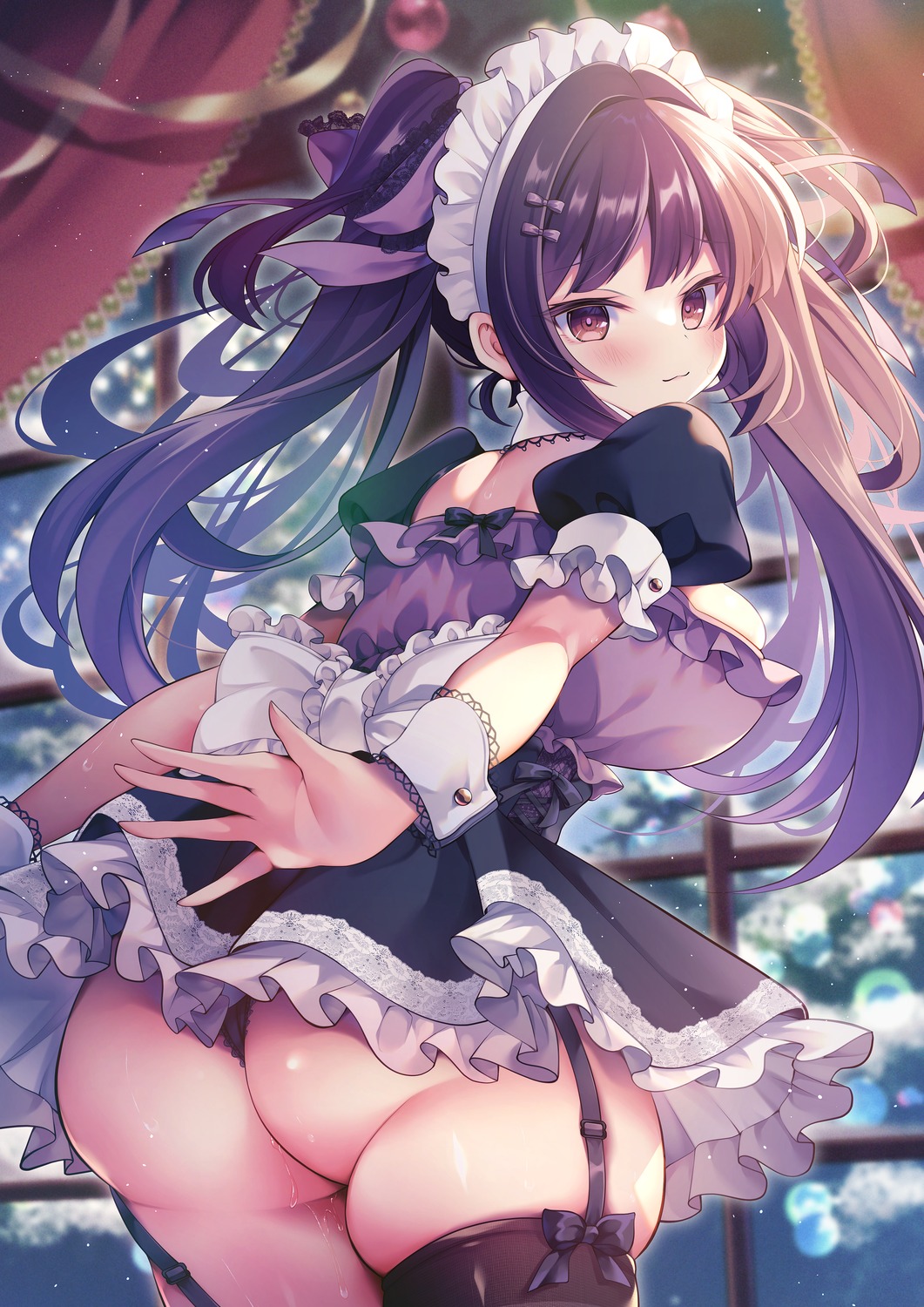 ass horinatu maid pantsu skirt_lift stockings thighhighs thong