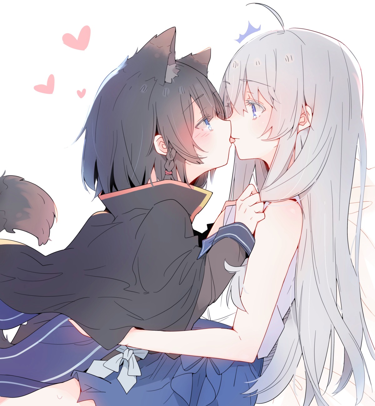 animal_ears elaina_(majo_no_tabitabi) fishy inumimi majo_no_tabitabi saya_(majo_no_tabitabi) tail yuri