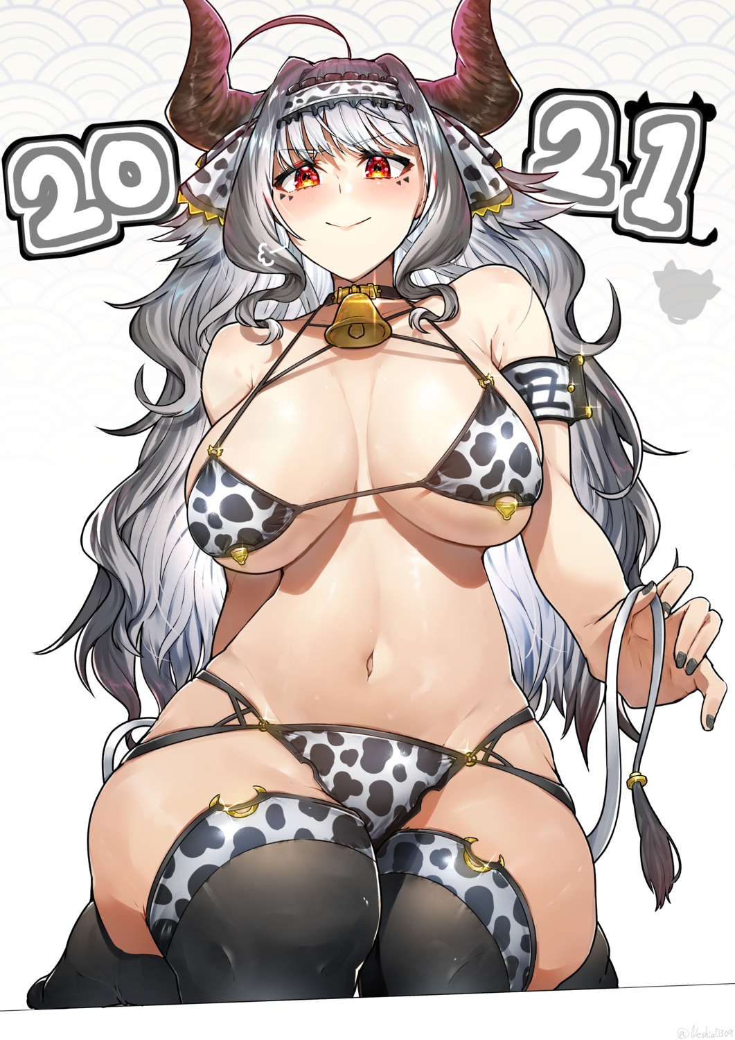 bikini horns neshia_(tsaqif0309) swimsuits tail thighhighs