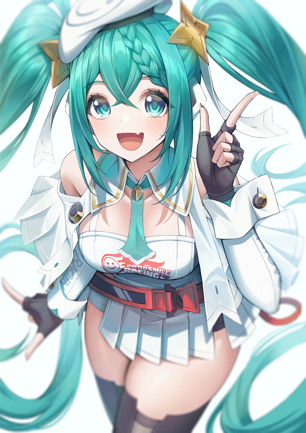 goodsmile_racing hatsune_miku racing_miku sora_(men0105) thighhighs vocaloid