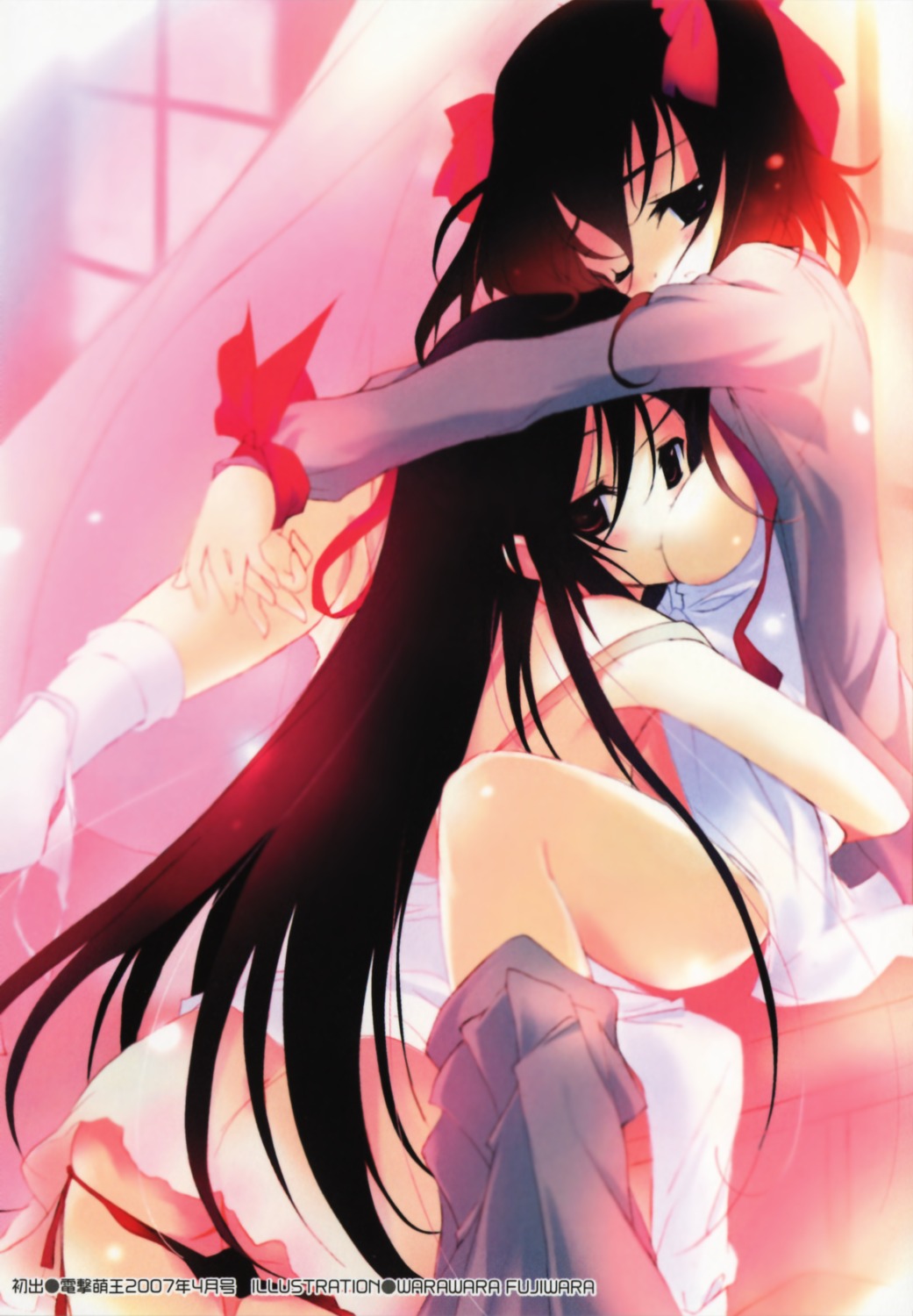 ass breasts fujiwara_warawara no_bra nopan open_shirt overfiltered pantsu panty_pull string_panties undressing yuri