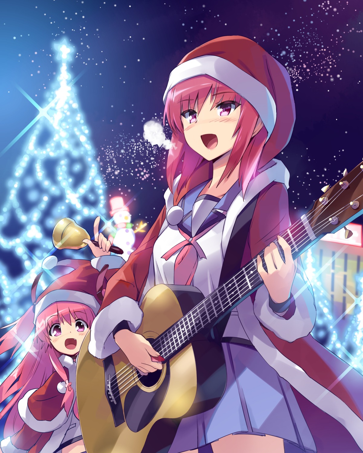 angel_beats! christmas guitar iwasawa seifuku usatsuka_eiji yui_(angel_beats!)