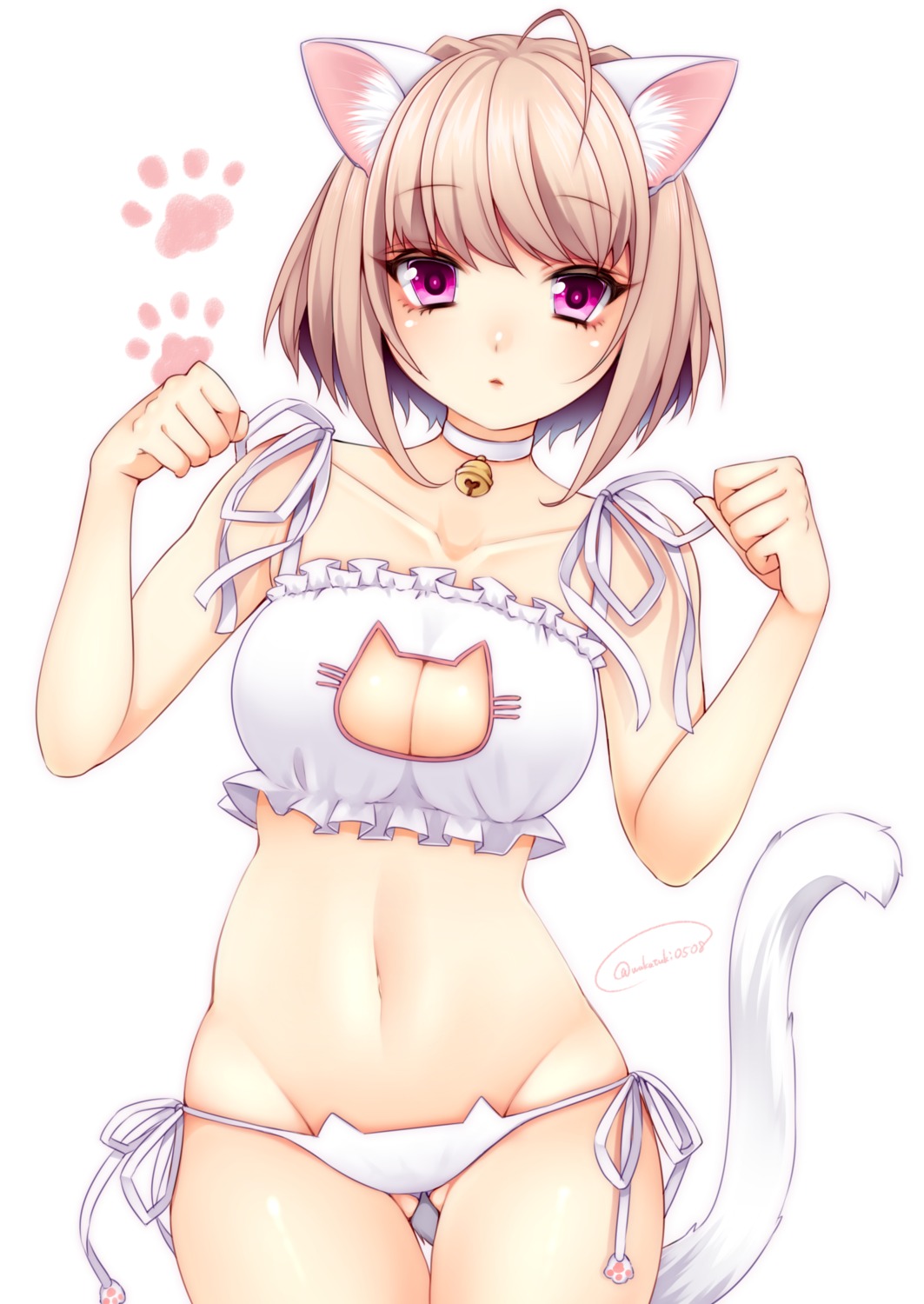 animal_ears cleavage lingerie nekomimi pantsu sasakichi string_panties tail