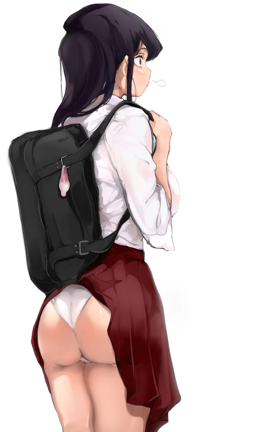 cameltoe cum komi-san_wa_komyushou_desu. komi_shouko ogata_mamimi pantsu seifuku skirt_lift thong wardrobe_malfunction