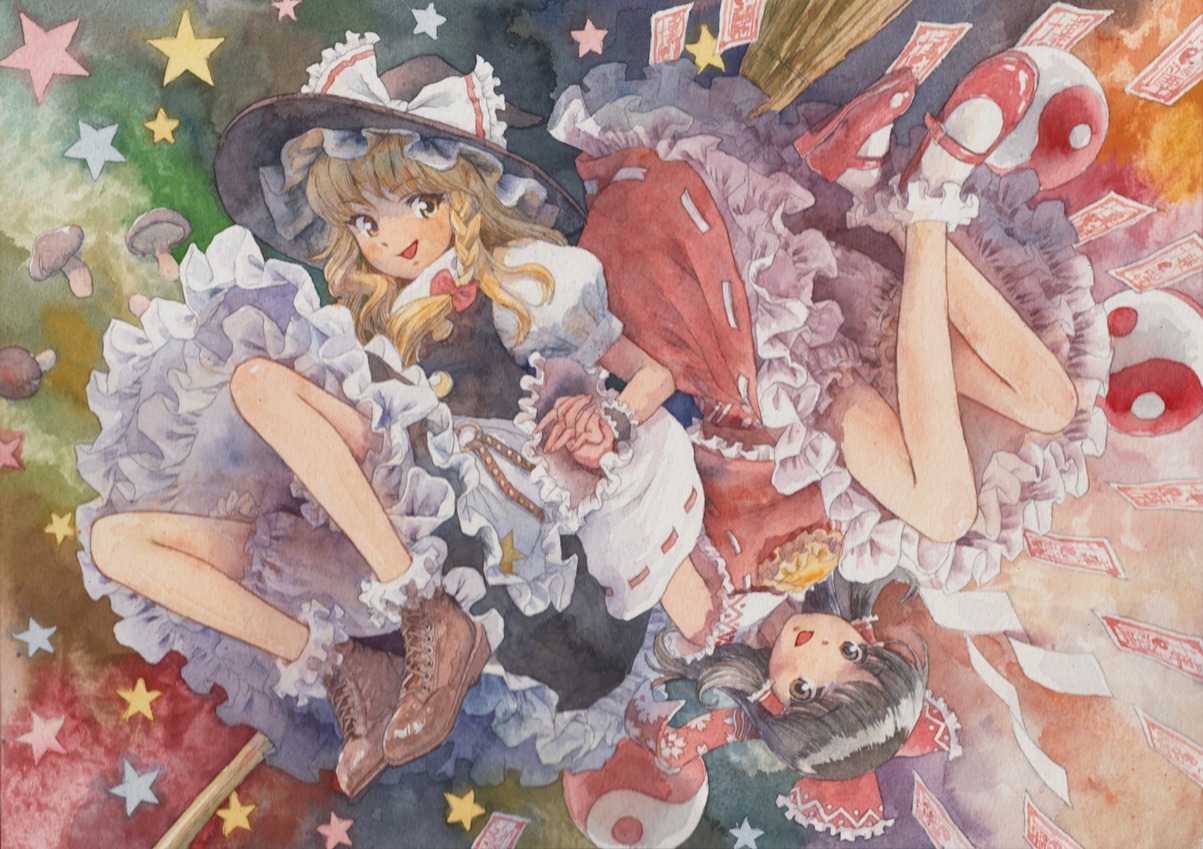 bloomers dress hakurei_reimu kirisame_marisa misawa_hiroshi touhou