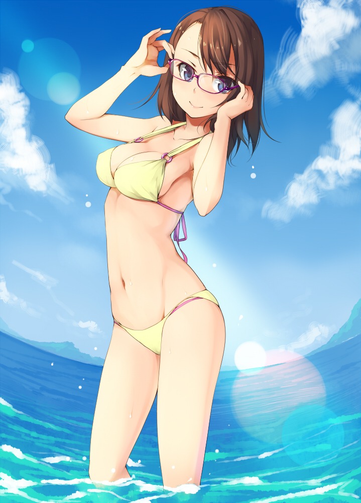 bikini cleavage megane swimsuits unasaka