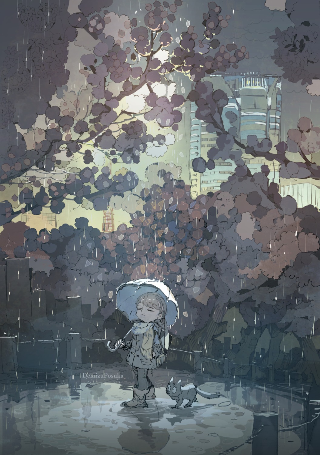 demizu_posuka landscape neko umbrella