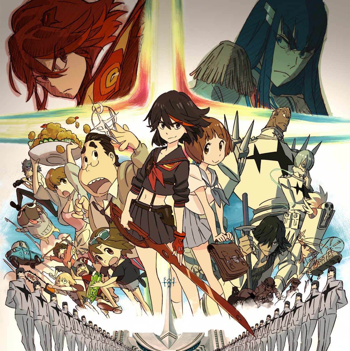 disc_cover gamagoori_ira guts_(kill_la_kill) inumuta_houka jakuzure_nonon kill_la_kill kiryuuin_satsuki mankanshoku_barazou mankanshoku_mako mankanshoku_matarou mankanshoku_sukuyo matoi_ryuuko megane mikisugi_aikurou sanageyama_uzu seifuku senketsu suwa_soudai sword uniform