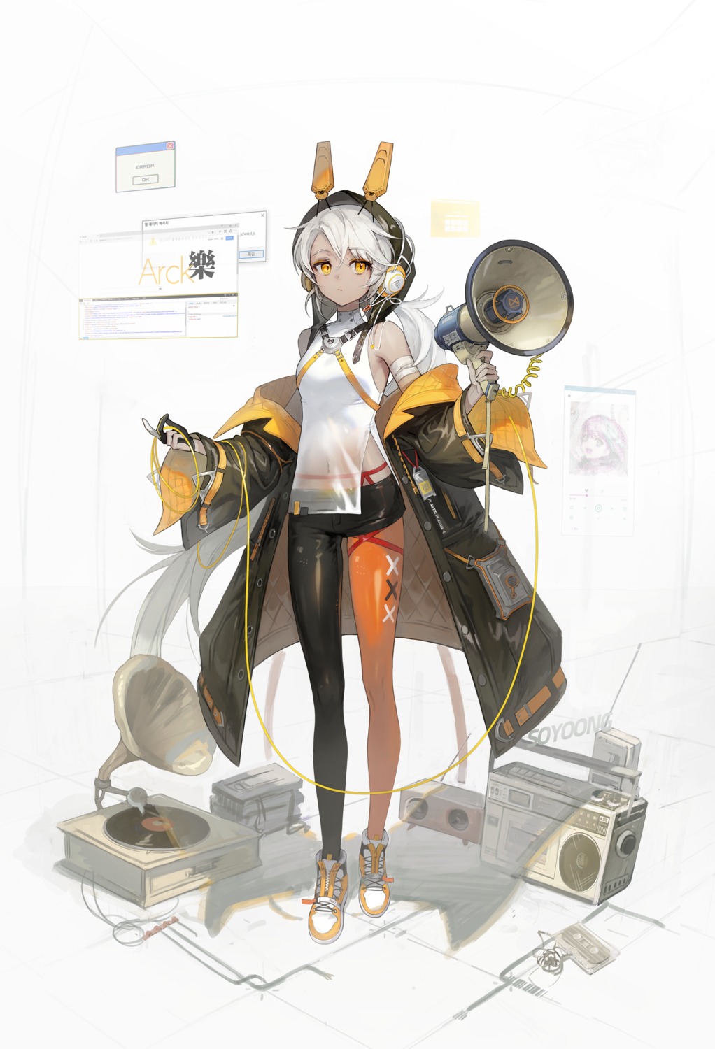 bandages garter garter_belt headphones pantyhose see_through soyoong_jun