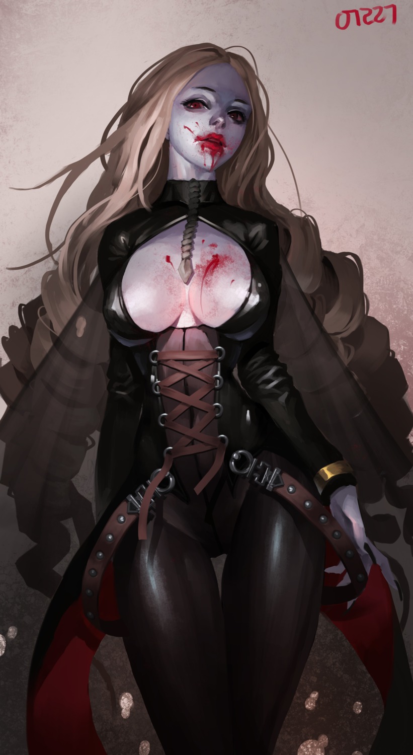 blood cleavage erect_nipples midfinger22 no_bra