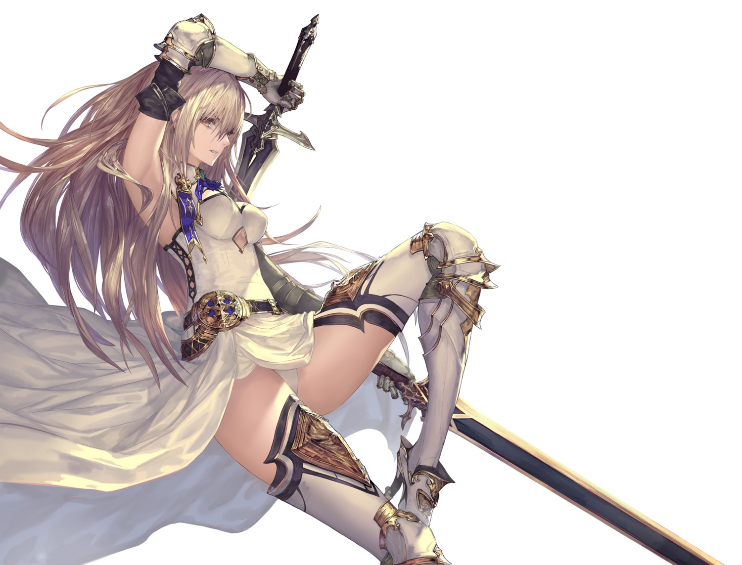 armor heels pantsu skirt_lift sword tachikawa_mushimaro thighhighs