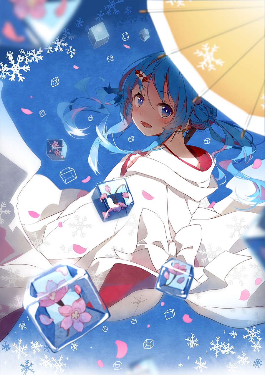 genjitsu_maigo hatsune_miku kimono umbrella vocaloid yuki_miku