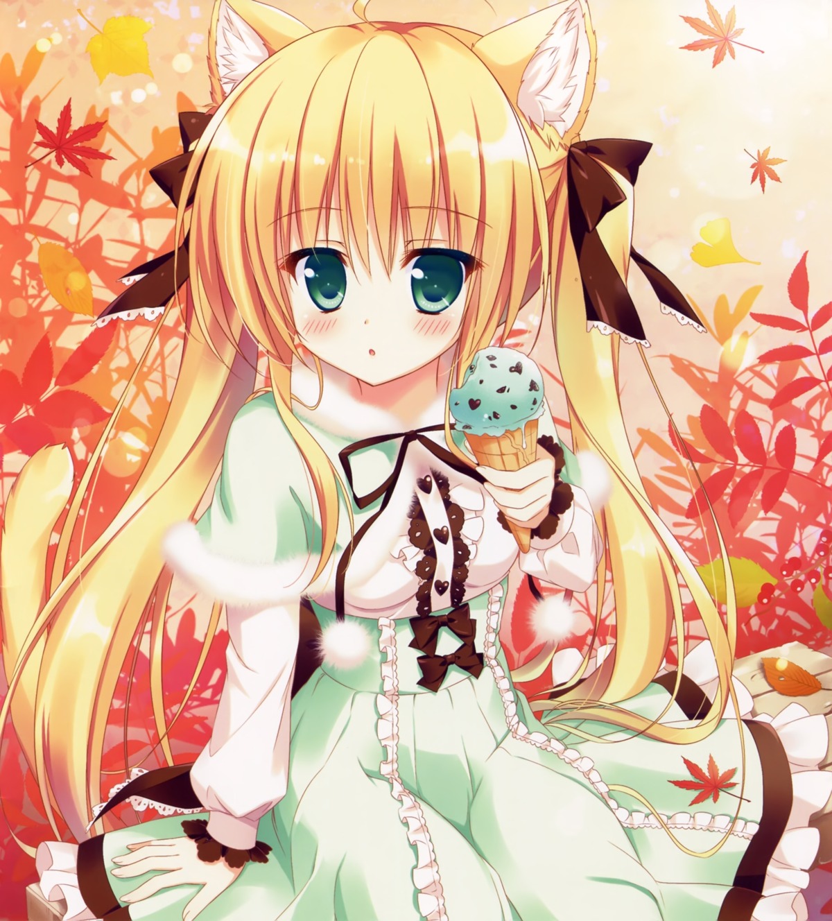 ame_nochi_yuki ameto_yuki animal_ears choco_mint_(ameto_yuki) dress nekomimi