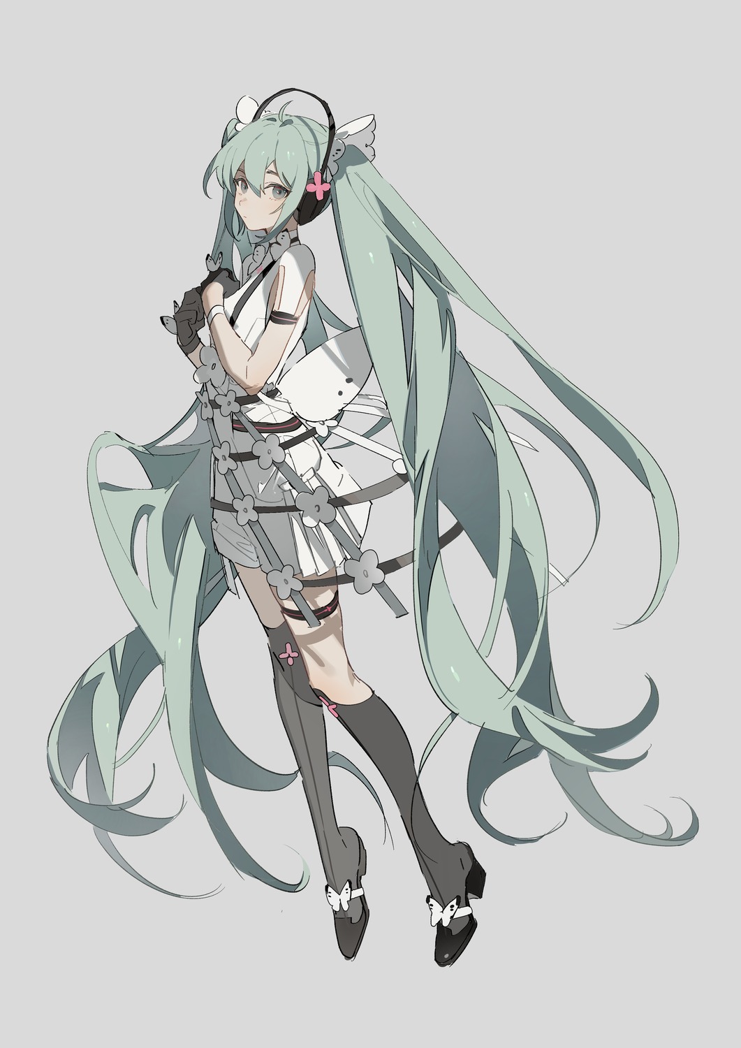 garter hatsune_miku headphones heels thighhighs vocaloid zhibuji_loom