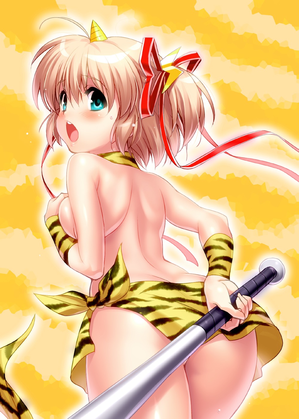 ass breast_hold horns kamikita_komari little_busters! topless zen