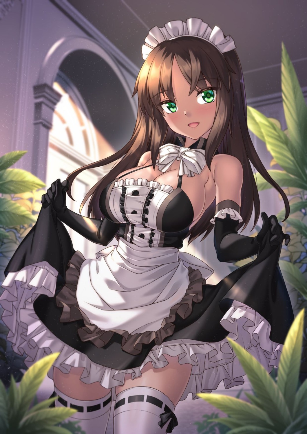 alice_gear_aegis kaneshiya_shitara maid merufena no_bra skirt_lift thighhighs