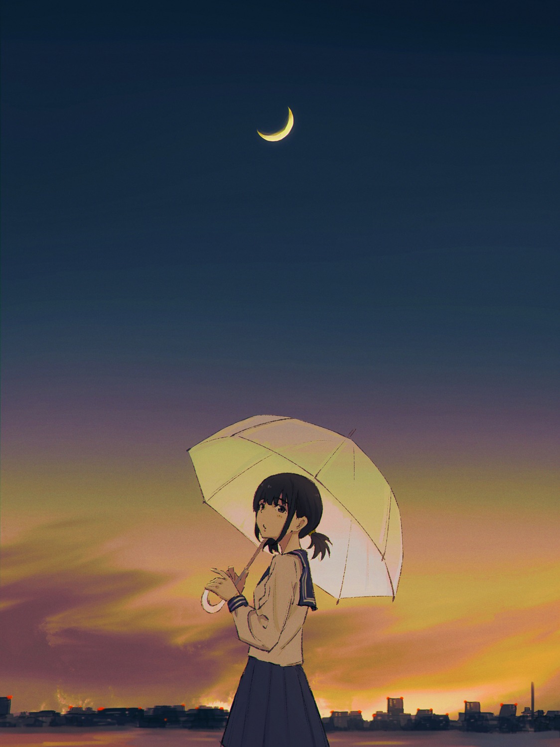 landscape oka_kojiro10 seifuku umbrella