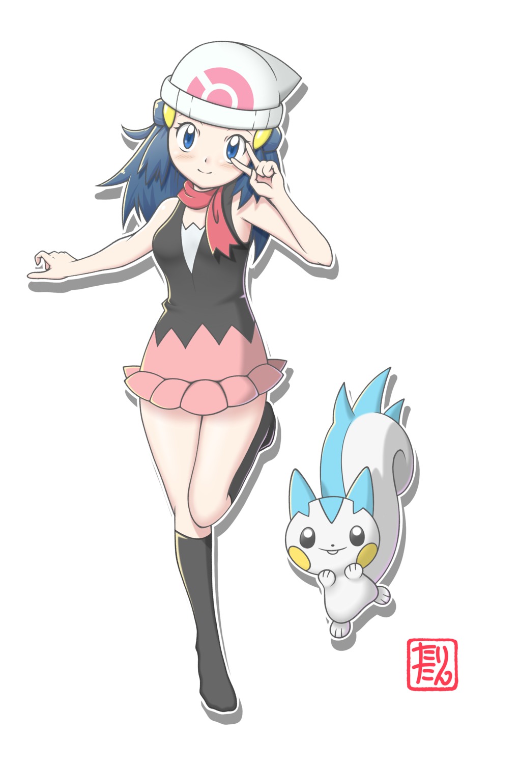 dress hikari_(pokemon) pachirisu pokemon pokemon_bdsp pokemon_dppt tax2rin