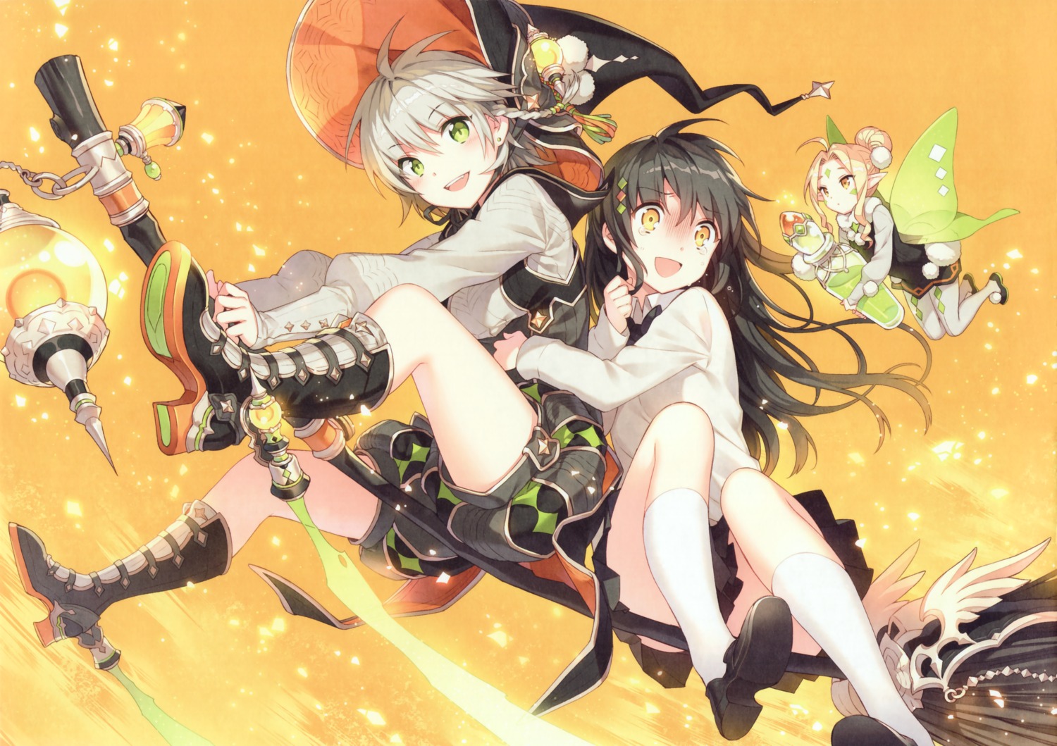 bloomers butterfly_dream fairy heels nardack pantyhose pointy_ears seifuku wings witch