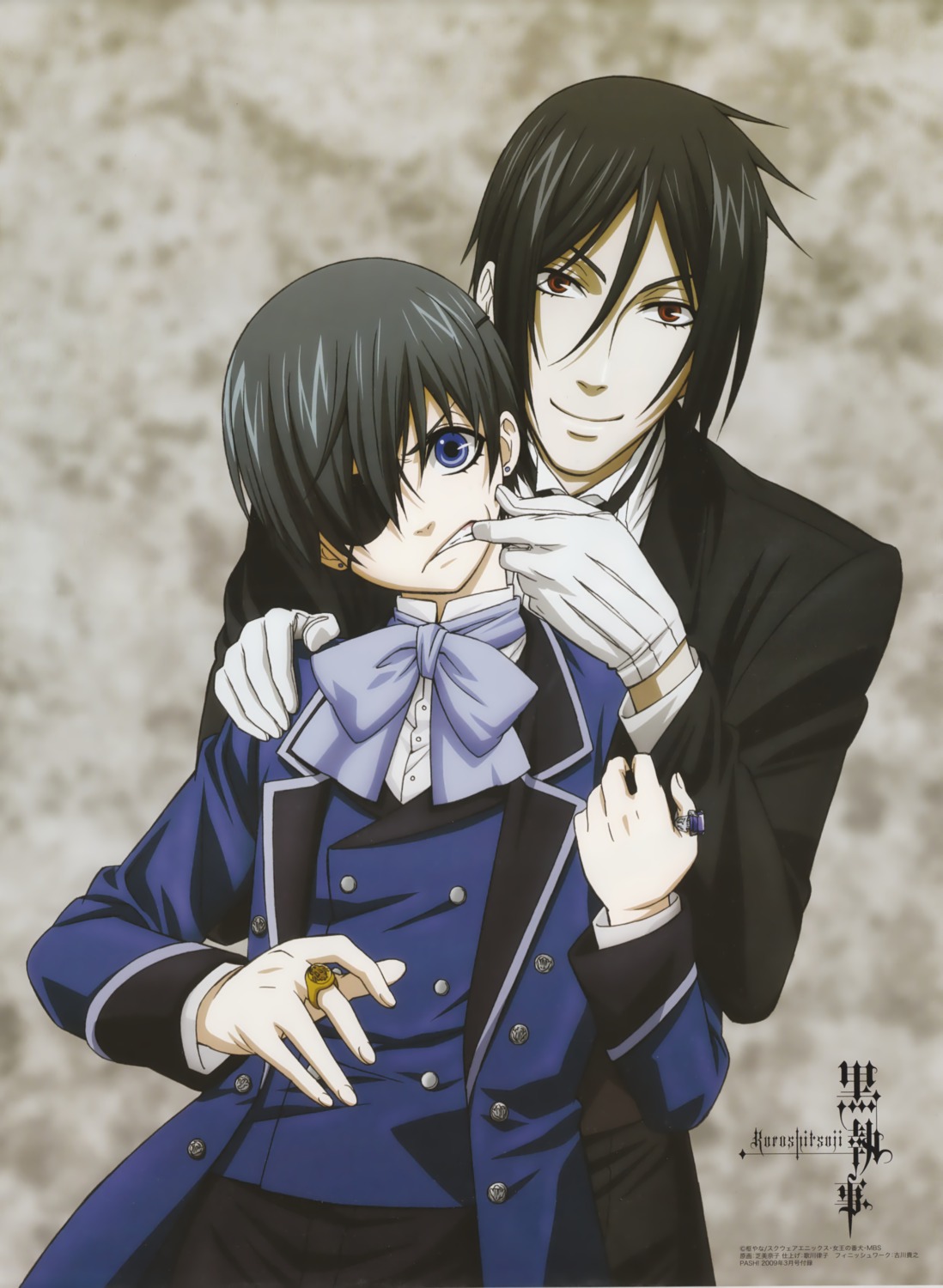 ciel_phantomhive eyepatch kuroshitsuji male sebastian_michaelis shiba_minako