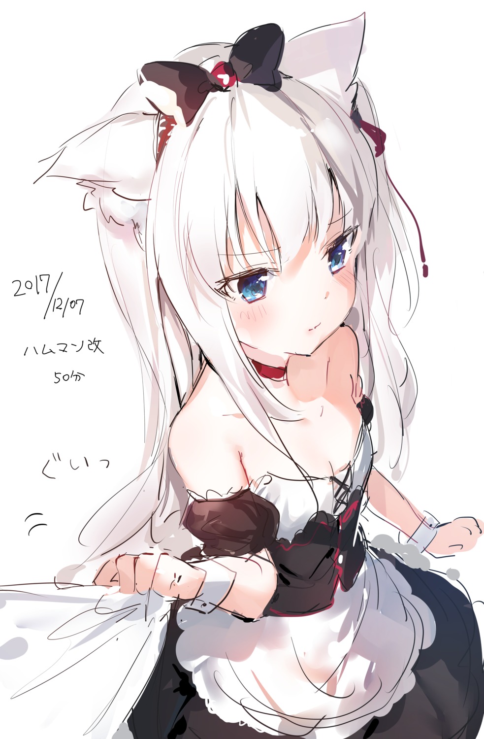 animal_ears azur_lane hammann_(azur_lane) maid sketch umibouzu