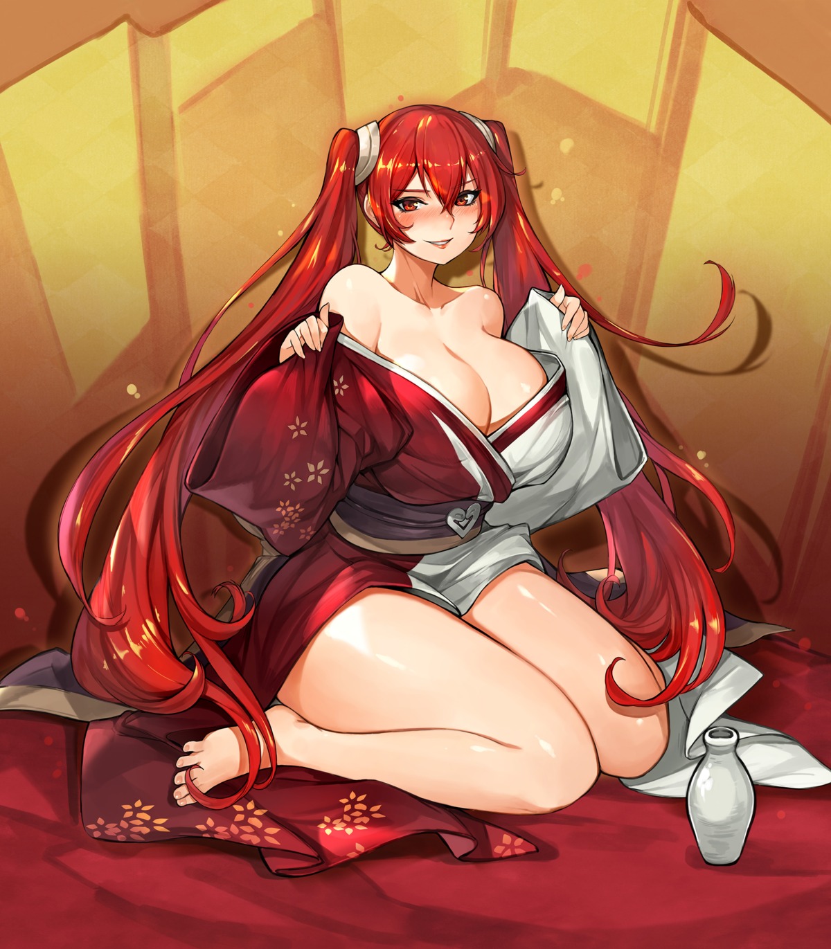 fire_emblem fire_emblem_kakusei gurimjang japanese_clothes no_bra open_shirt selena_(fire_emblem) severa_(fire_emblem)