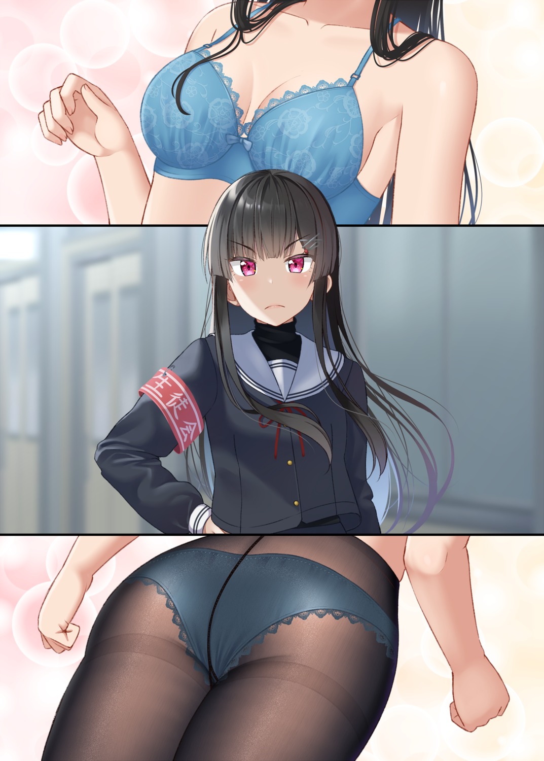 ass bra cleavage gurande narumiya_tsukasa pantsu pantyhose seifuku