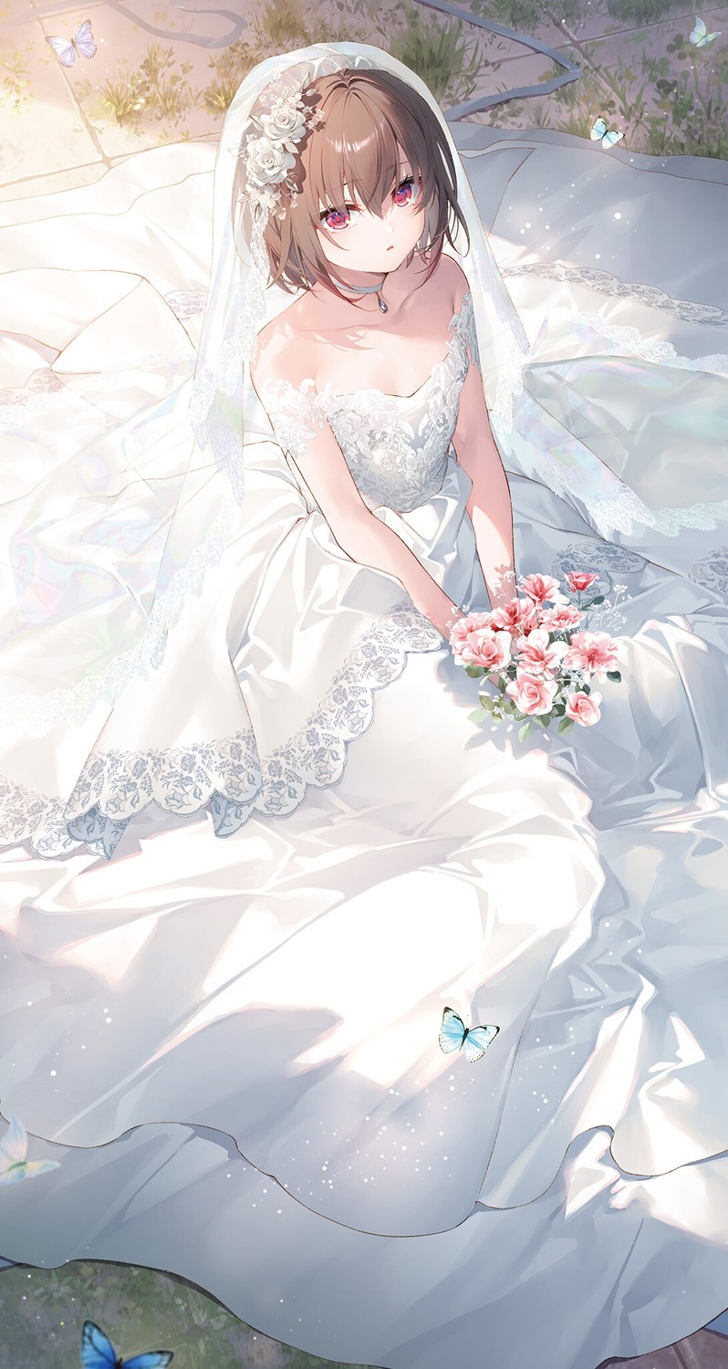 dress no_bra seiken_gakuin_no_maken_tsukai shary_shadow_assassin toosaka_asagi wedding_dress