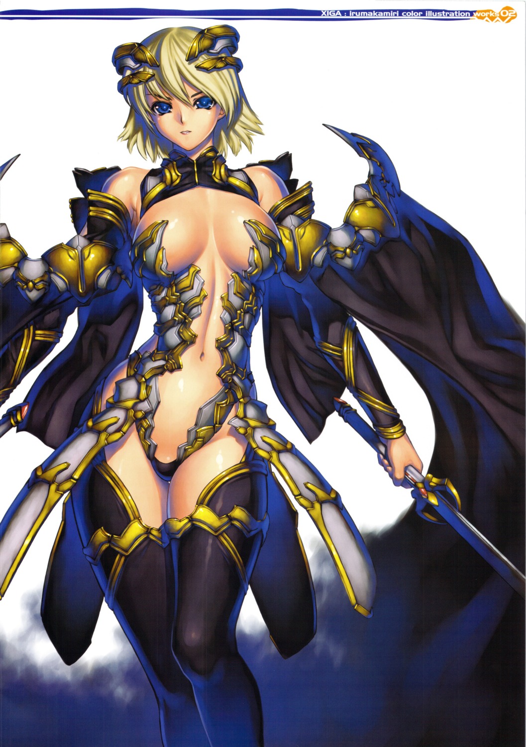 armor cleavage hellabunna iruma_kamiri sword thighhighs