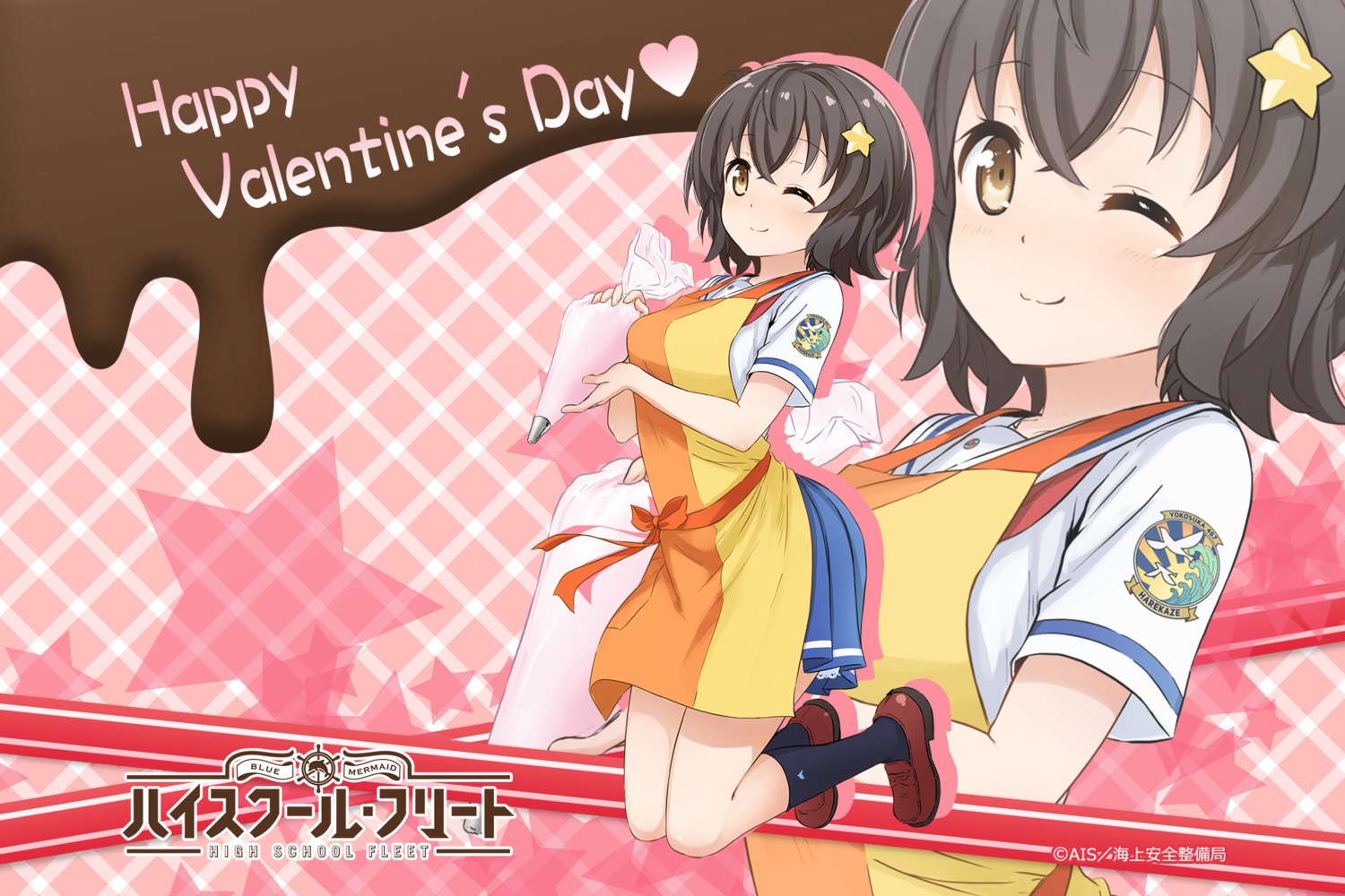 high_school_fleet irako_mikan seifuku valentine wallpaper