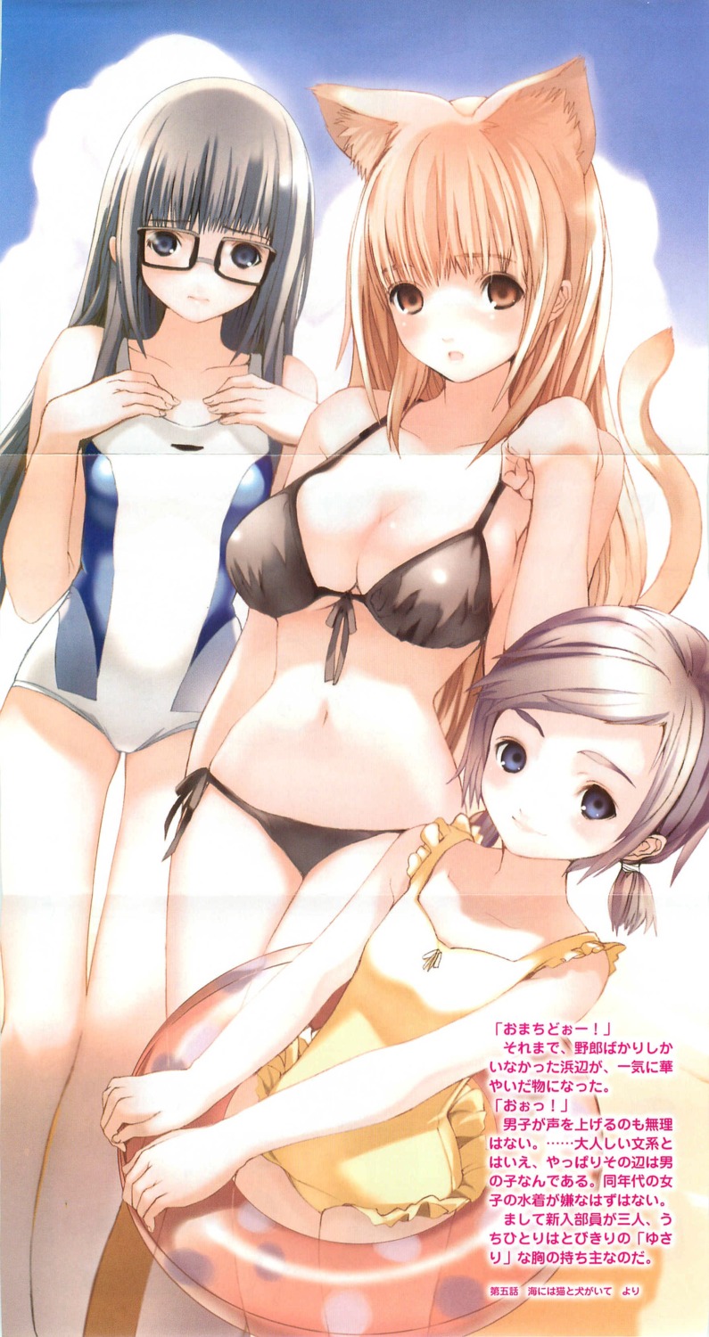 animal_ears antonia asobi_ni_iku_yo! bikini crease eris futaba_aoi houden_eizou kitsune nekomimi screening swimsuits