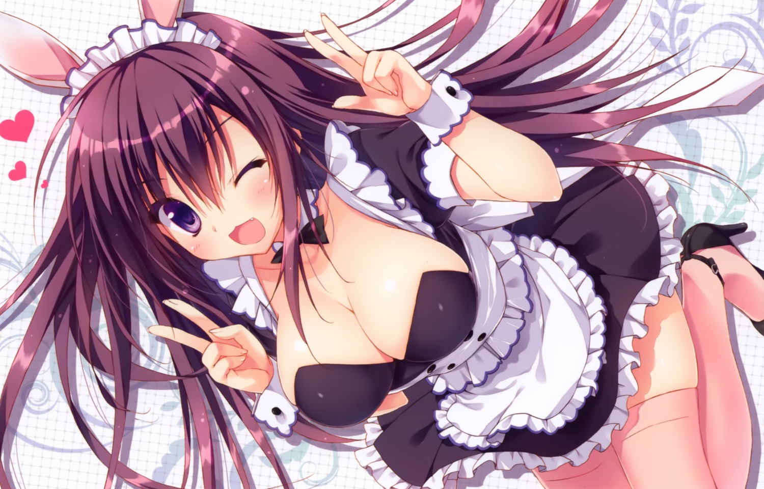 absolute_duo animal_ears bunny_ears cleavage heels maid ryohka thighhighs tsukimi_rito