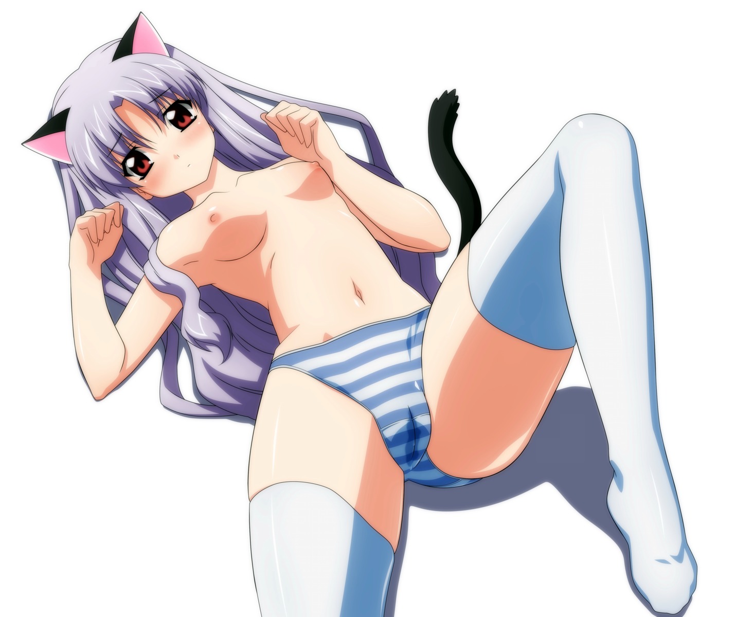 animal_ears azmaria_hendric cameltoe chrno_crusade nekomimi nipples pantsu shimapan thighhighs topless wave_ride wet_clothes