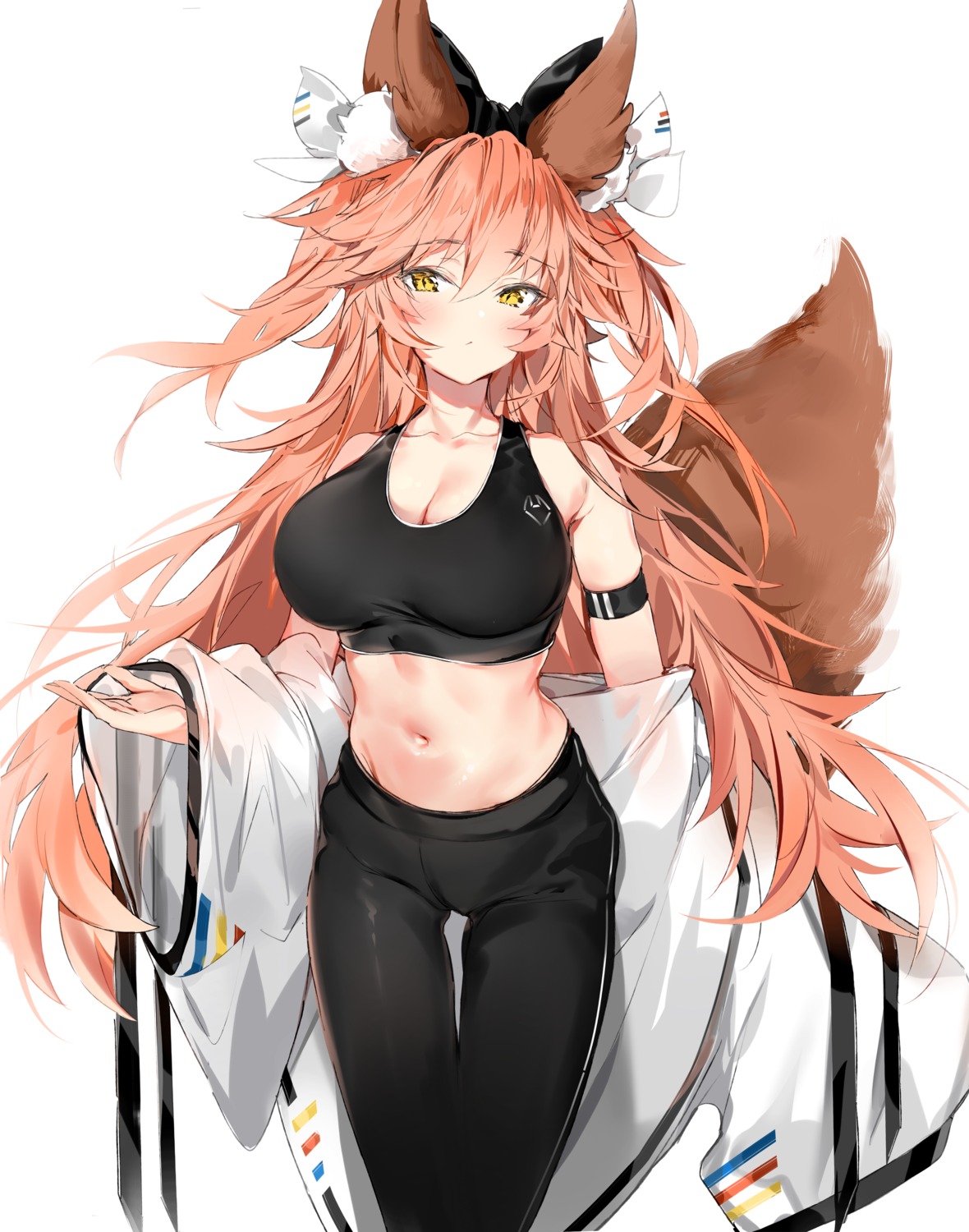 animal_ears cleavage fate/grand_order gym_uniform kitsune silver_(chenwen) tail tamamo_no_mae