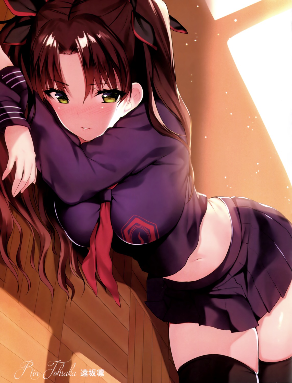 fate/stay_night matarou seifuku thighhighs toosaka_rin