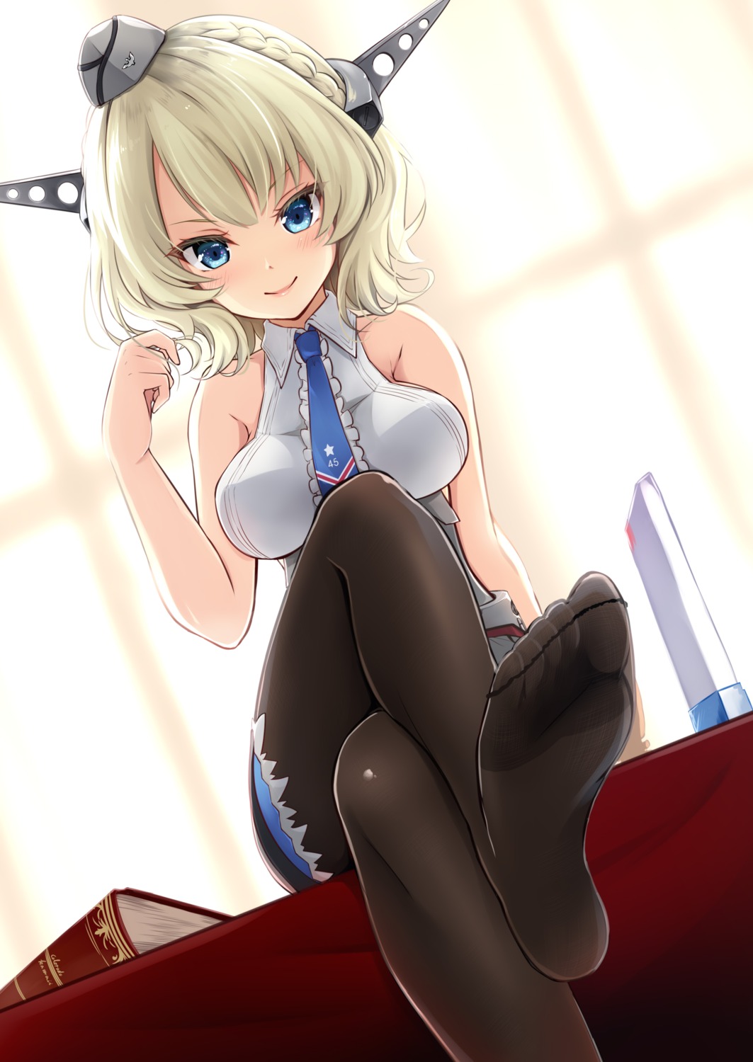 colorado_(kancolle) feet kantai_collection mitsukii pantyhose skirt_lift