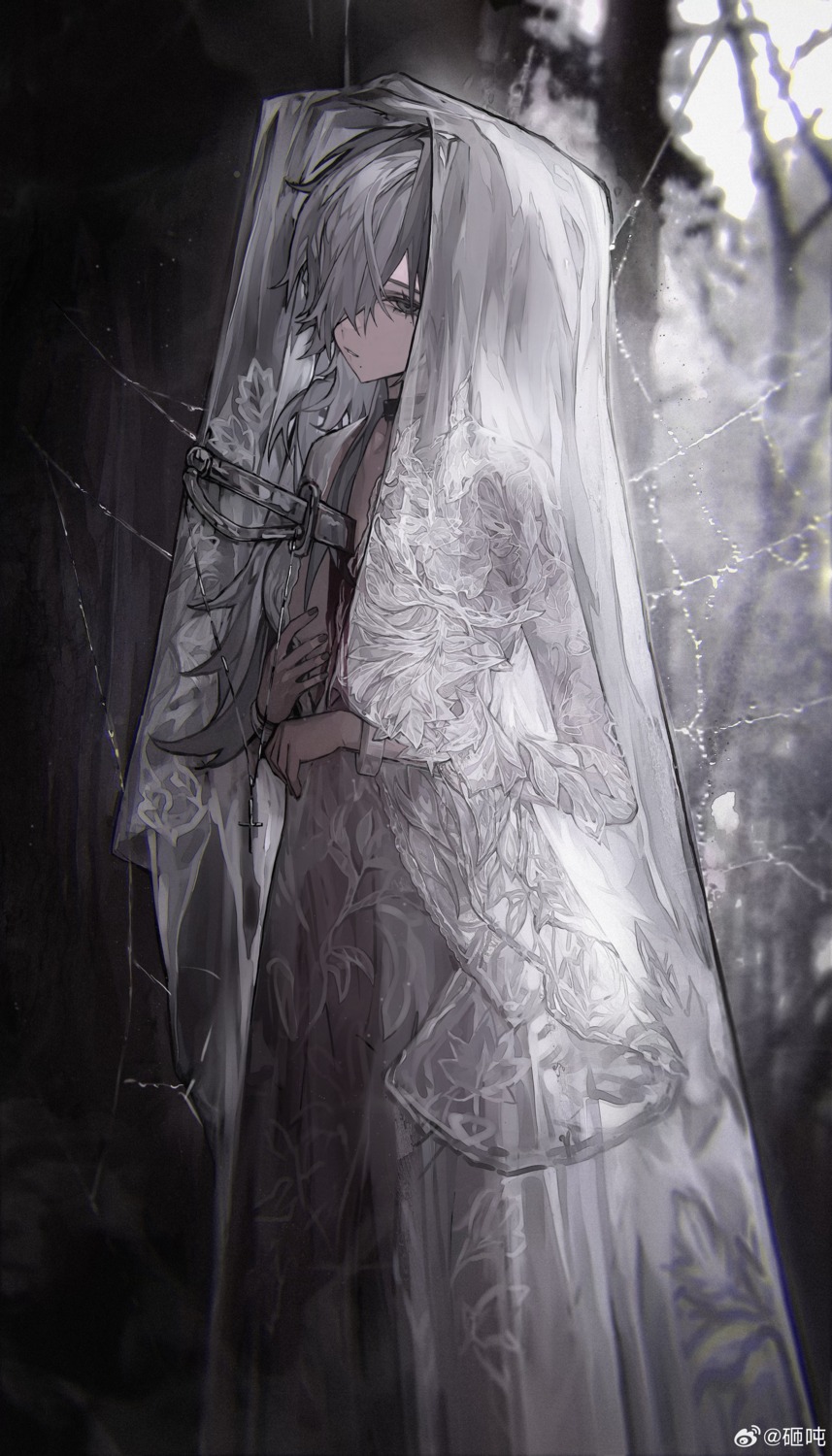 blood dress no_bra see_through sword wedding_dress zadun