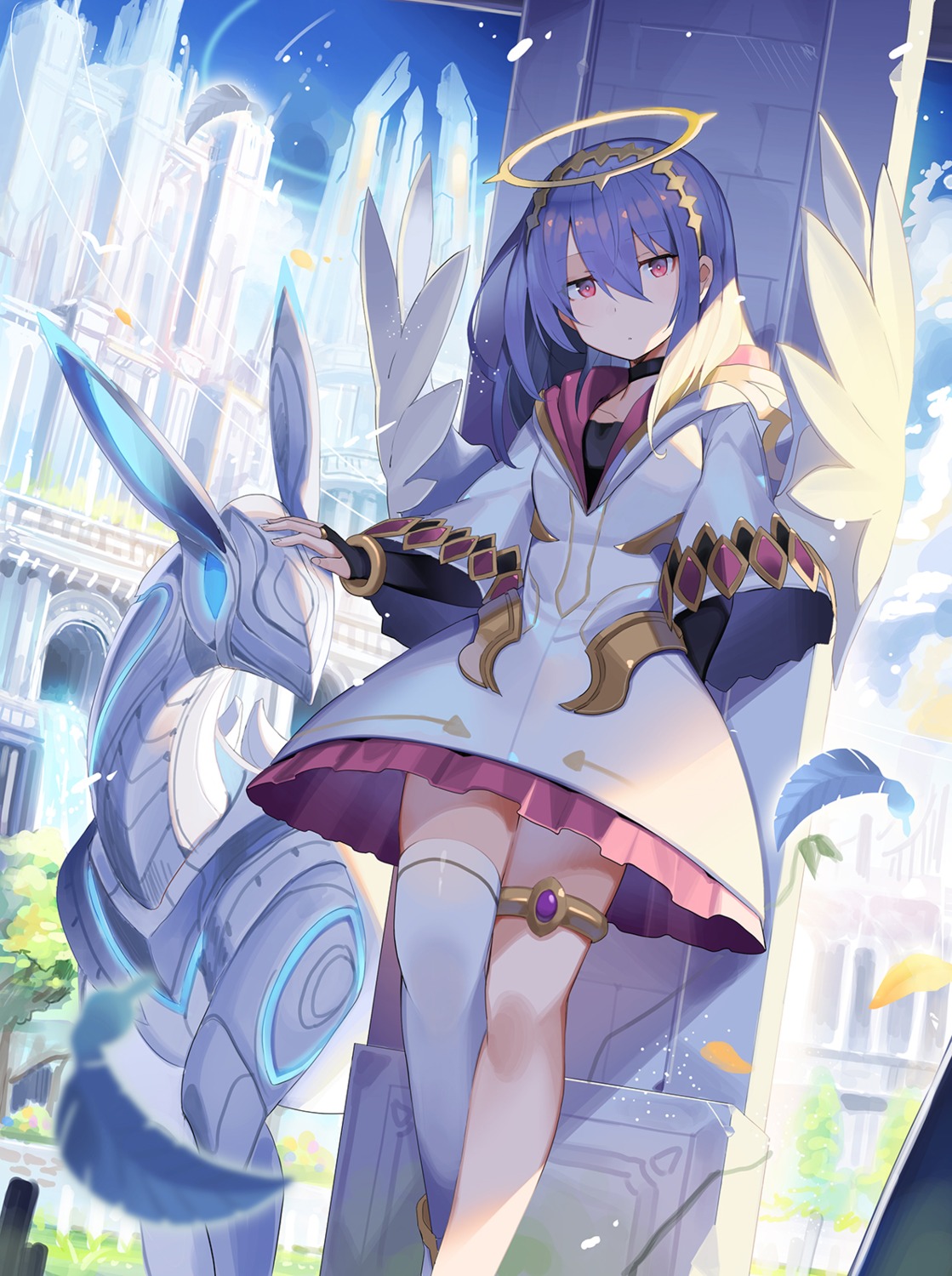 angel dress garter rin_falcon thighhighs wings