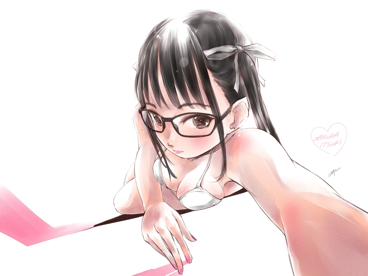 autographed bikini_top cleavage kowiru megane real_life swimsuits wallpaper