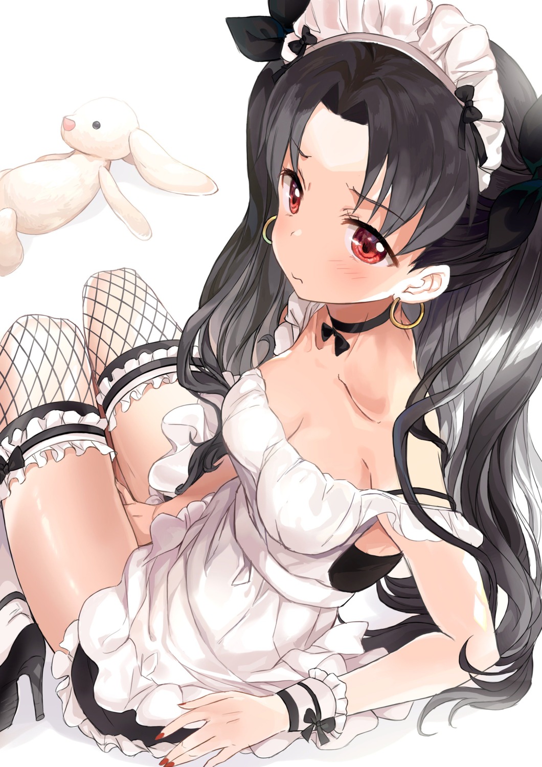 cleavage fate/grand_order fishnets heels ishtar_(fate/grand_order) maid saya_(mychristian2) thighhighs